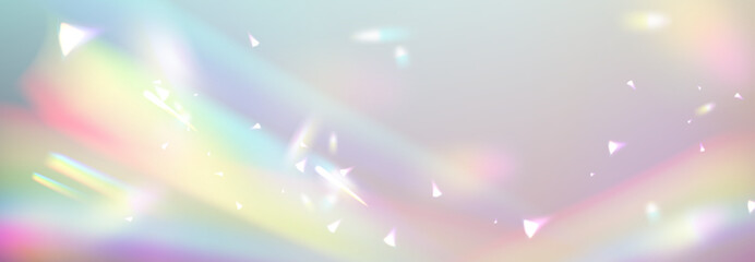 Optical rainbow lights, glare, leak, streak overlay. Iridescent crystal leak glare reflection effect. A set of colourful vector lens and light flare transparent effects