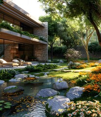 Obraz premium A Modern House in the Natural Landscape