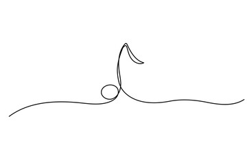 One line single note. Outline continuous vector sketch. Symbol of classic musical concert.