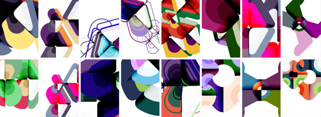 Set of trendy colorful circle geometric posters or abstract backgrounds. Vector Illustration For Wallpaper, Banner, Background, Card, Book Illustration, landing page