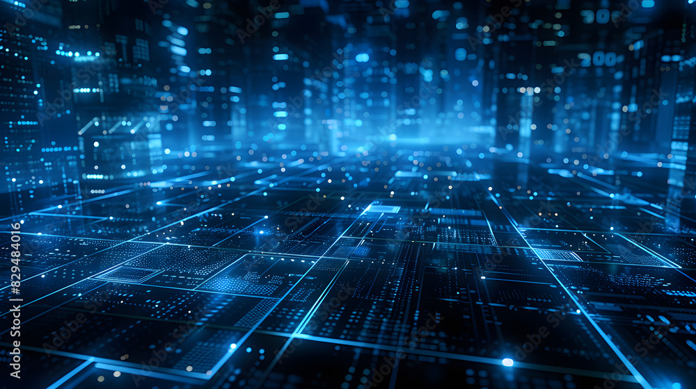 Poster futuristic technology grid an abstract representation of a futuristic technology grid with blue and 