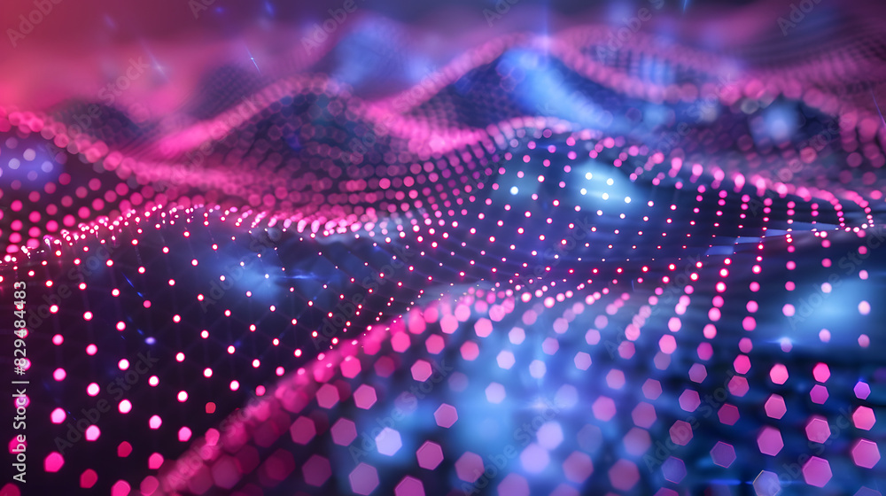 Poster grid surface. abstract science or technology background of quantum computing system with a cyber net