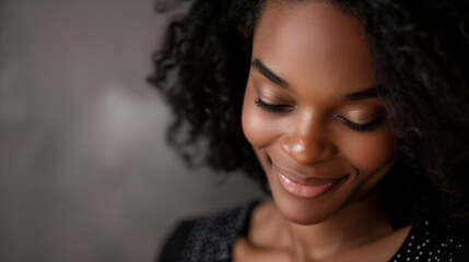 Close-up of a Smiling Woman with Curly Hair