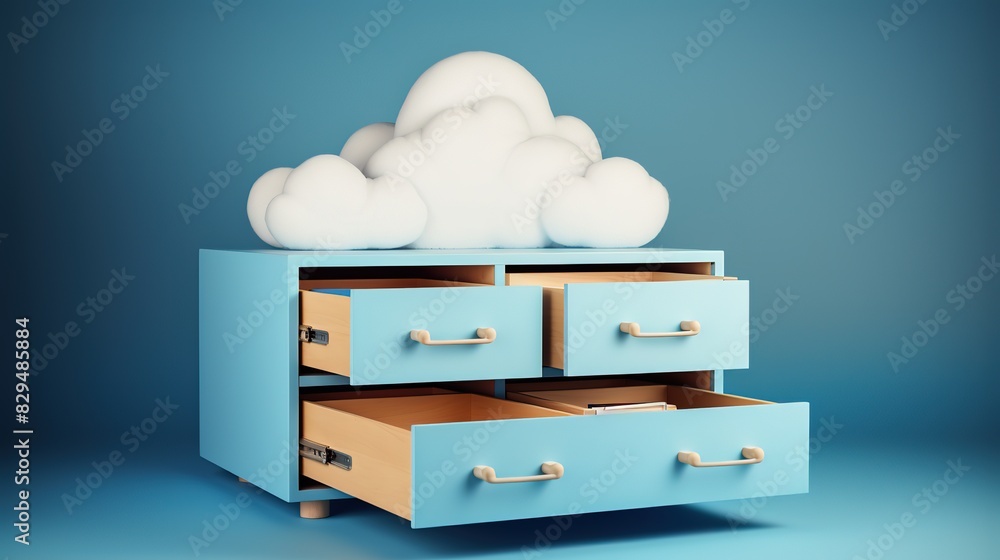 Poster 3d cloud storage data with draw
