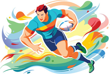 Rugby, football player, flat illustration, vector illustration.