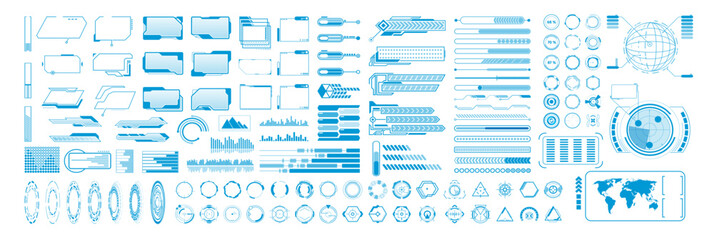 Mega set Futuristic Hud elements. Futuristic virtual graphic touch user interface. Futuristic user interface elements arrow, button, frame