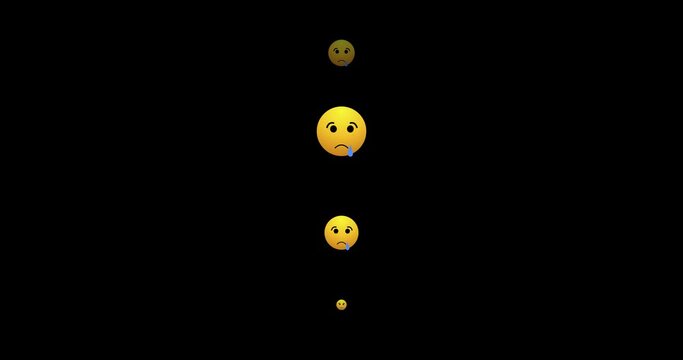4K live reactions of sad emoji face in an alpha channel. Social media live reactions for all Social media. Live-style animated emojis for live-stream chat. Easy to use in any video.