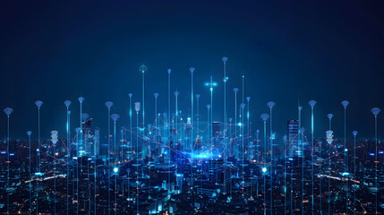 Fototapeta premium Smart city and intelligent communication network, 5G technology concept