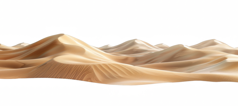 dunes of the desert, isolated on white background.