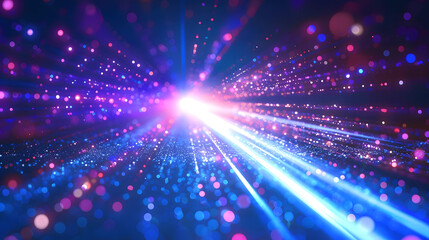Fototapeta premium illustration of futuristic high-speed light in cyberspace. Information technology network of data center. Abstarct background light