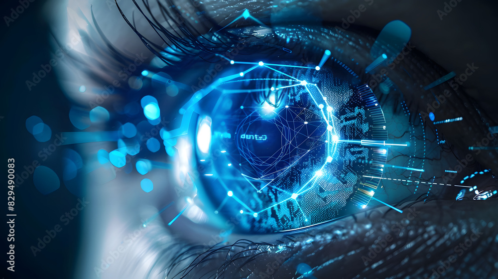 Poster futuristic digital eye data network and cyber security technology background