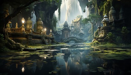 Discover the tranquil allure of Thai temple landscapes in stunning fine art images
