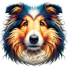 Fototapeta premium Illustration of a Rough Collie dog's face