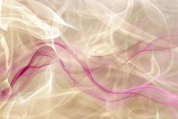 Neon magenta swirls dance through soft beige smoke in a warm concert atmosphere.