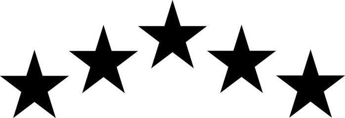 Obraz premium Five stars testimonial product rating flat black edgy icon for apps, UI, template and websites. Product Quality, Feedback, Customer review. review service, satisfaction. 5 score. Vector design.