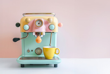 Kitchen equipment coffee machine. Pastel colours.