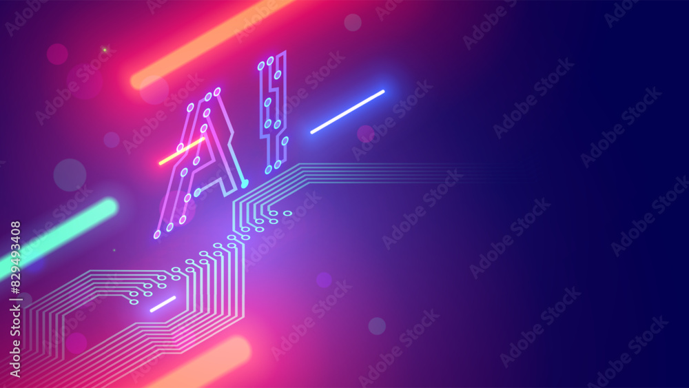 Aufkleber ai letters consist at pcb conductor in isometric. logo or abbreviation ai in isometric on electronic