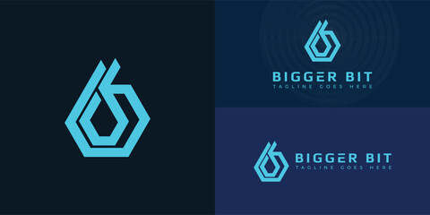 Abstract initial hexagon letter B or BB logo in blue cyan color isolated on multiple background colors. The logo is suitable for digital marketing company logo design inspiration templates.