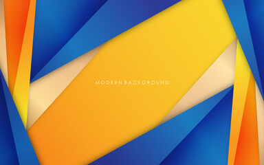 Illustration vector graphic of abstract background blue and yellow with golden color overlap layers modern