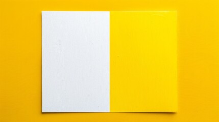 A large yellow background hosts a smaller yellow rectangle At its base is a white rectangle, while a white rectangle sits atop the yellow one