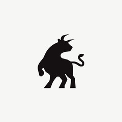 Minimalist Bull Silhouette Logo Icon Vector