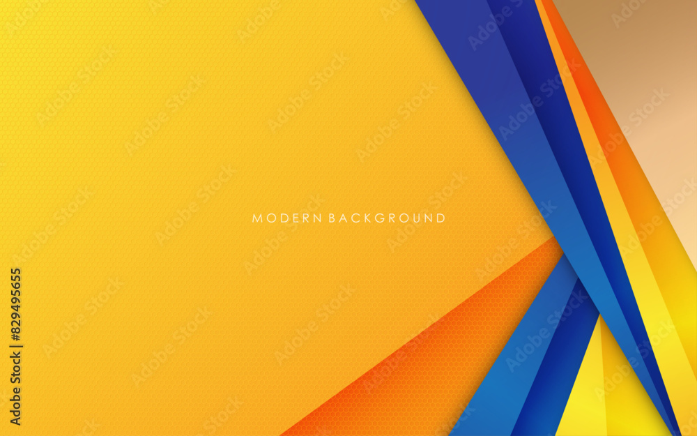 Poster illustration vector graphic of abstract background blue and yellow with golden color overlap layers 