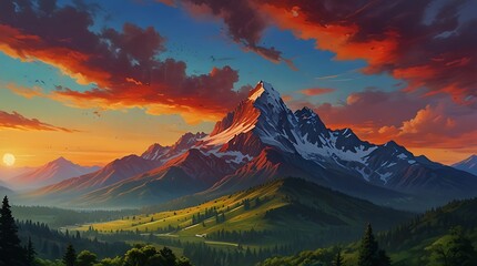 shows a castle in the distance with a meadow in front of it