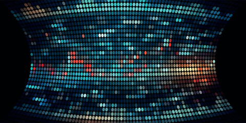 black background with colorful dotted halftone pattern.