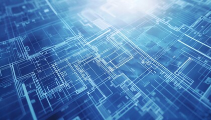 Obraz premium Blue digital circuit technology background abstract design with glowing lines, perfect for technological and futuristic themes.