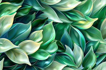 A green leafy background with a few green leaves scattered around