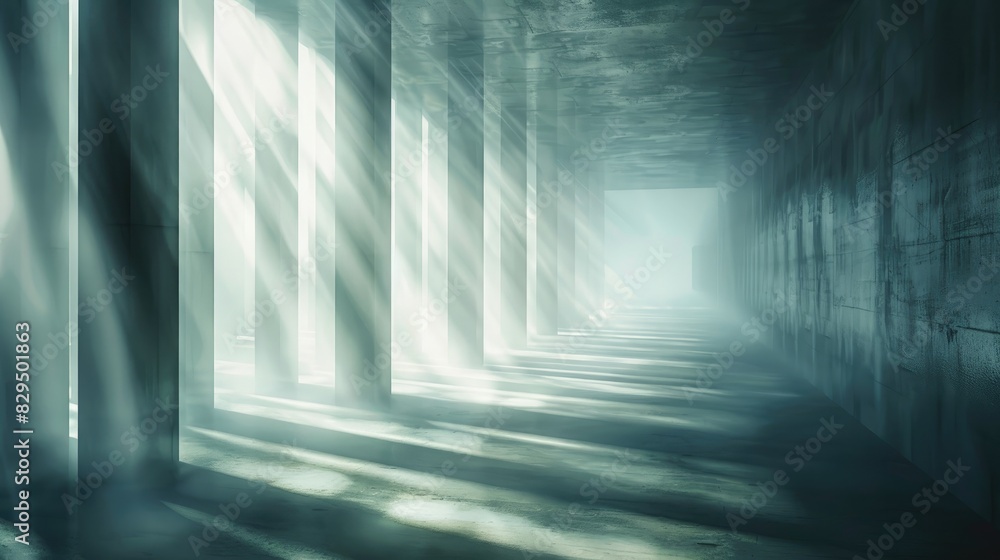 Poster an abstract background featuring gentle beams of light creating a tranquil and serene atmosphere, no