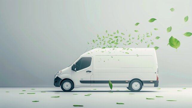 Green logistics and sustainable transportation industry utilizing electric vehicles and eco-friendly electric vans for efficient and environmentally conscious delivery solutions.