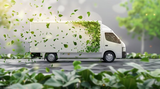 Green logistics and sustainable transportation industry utilizing electric vehicles and eco-friendly electric vans for efficient and environmentally conscious delivery solutions.
