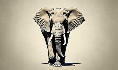 Fantasy Illustration of a wild elephant. Digital art style wallpaper background.