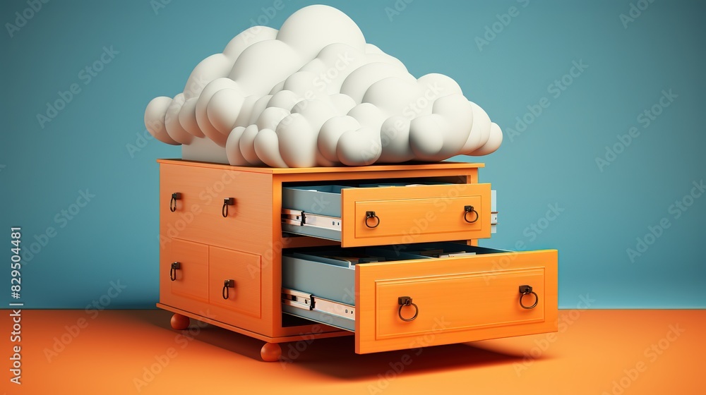 Poster 3d cloud storage data with draw
