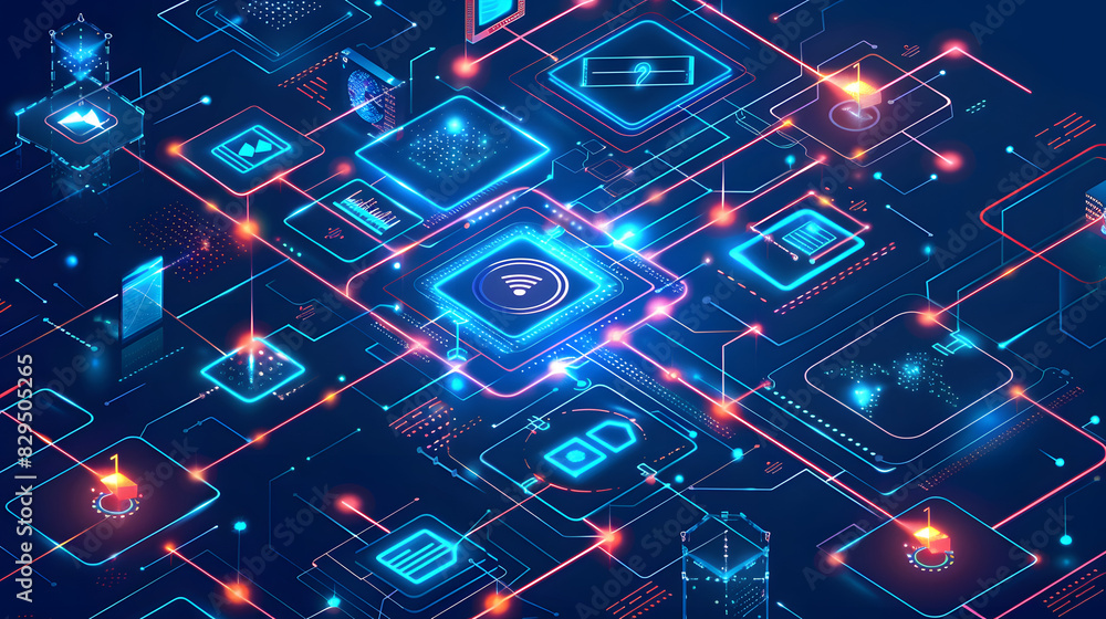 Poster system digital data flow illustration business artificial, intelligence cyber, internet communicatio