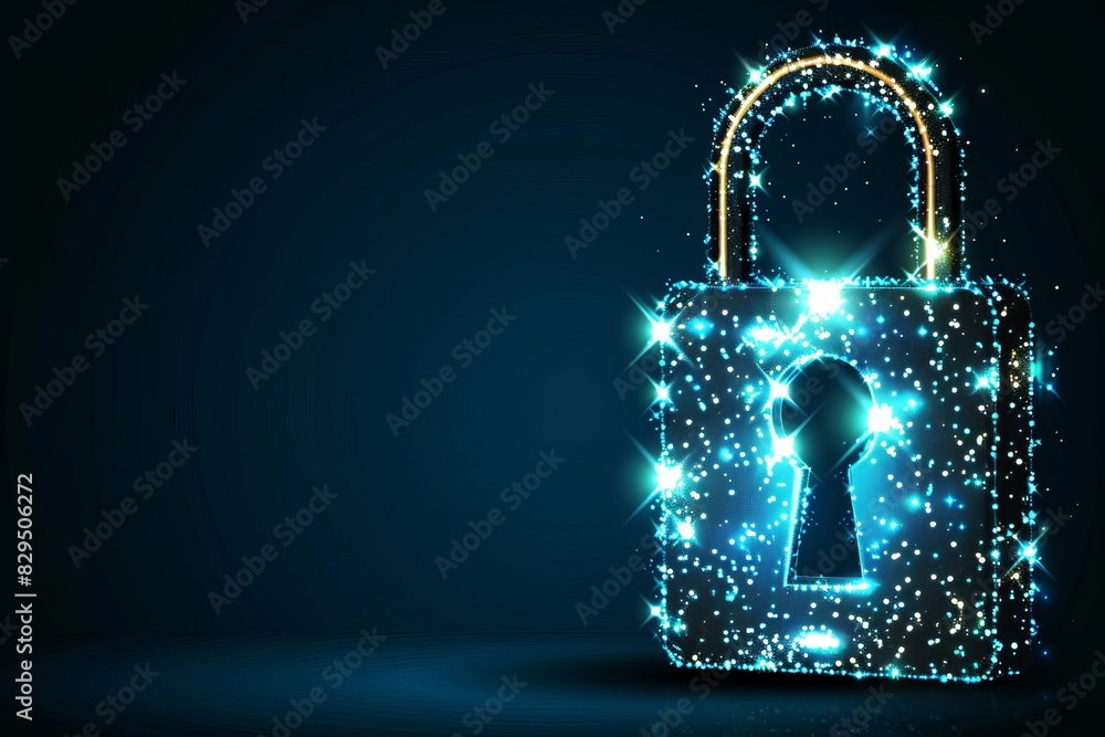 Aufkleber blue glowing padlock with a keyhole, representing strong security measures and data encryption.
