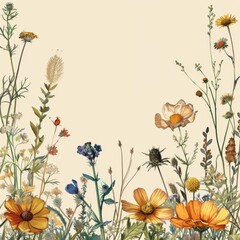 Botanical Illustration of Wildflowers