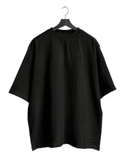 Black oversized t-shirt on hanger transparent background