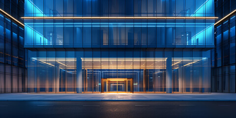 Modern blue building exterior made of glass