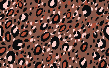 Abstract modern leopard seamless pattern. Animals trendy background. Beige and black decorative vector stock illustration for print, card, postcard, fabric, textile. Modern ornament of stylized skin