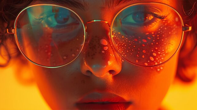 Close-Up of Person Wearing Glasses