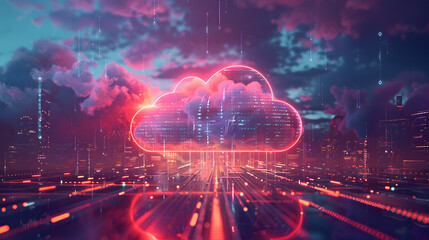 Cloud computing technology concept. Futuristic illustration