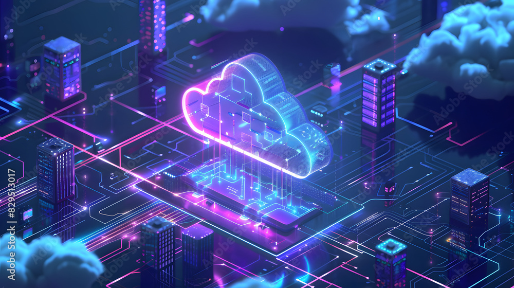 Fototapete cloud computing creative icon. cloud computing ad, 2d rendering icon, high quality resolution, simpl
