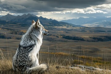 A lone wolf overlooking a vast valley, embodying the vision and foresight essential for effective...