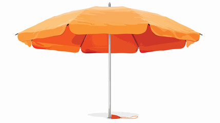 Open orange beach umbrella isolated on white Cartoon