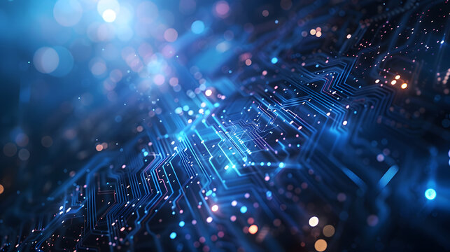 Banner for technology web page, futuristic banner with blue tonality