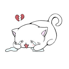 泣き崩れるネコ
