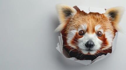 Obraz premium Close-Up of Red Panda on White Paper