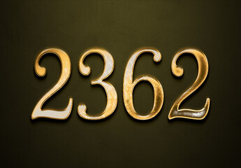 Old gold effect of 2362 number with 3D glossy style Mockup.	